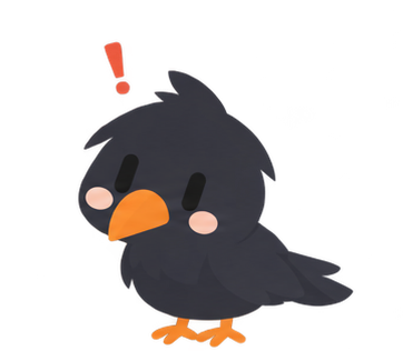 空きを見つけて驚いているカラスのミッケ
